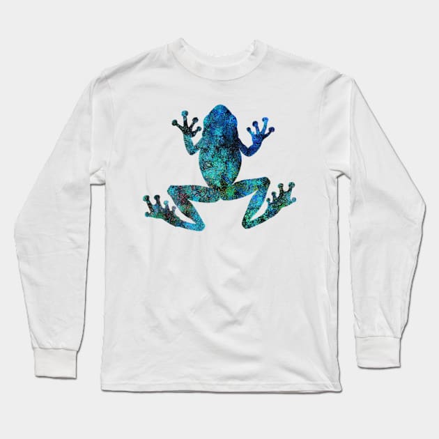 Colorful Blue Turquoise Frog Amphibian Gift For Frog Lover Long Sleeve T-Shirt by twizzler3b